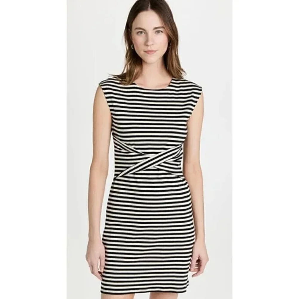 Theory Dress Small  Stripe  Sleeveless Twist-Front Clinton - Picture 3 of 17